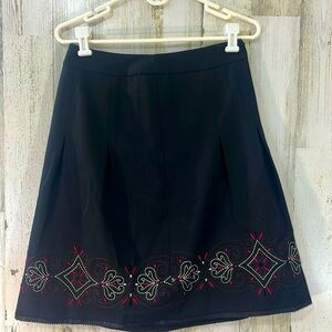 LOFT Skirt Full A Line Pleated Embroidered Size 2